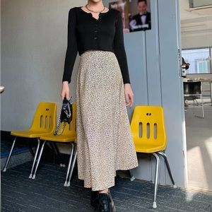 SHEIN leopard print midi skirt